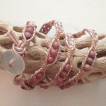 Pink Gemstone Leather Wrap Bracelet