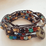 Malaysia Jade Multi-color Leather Wrap Bracelet