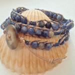 Sodalite Blue & Tan Leather Wrap Bracelet